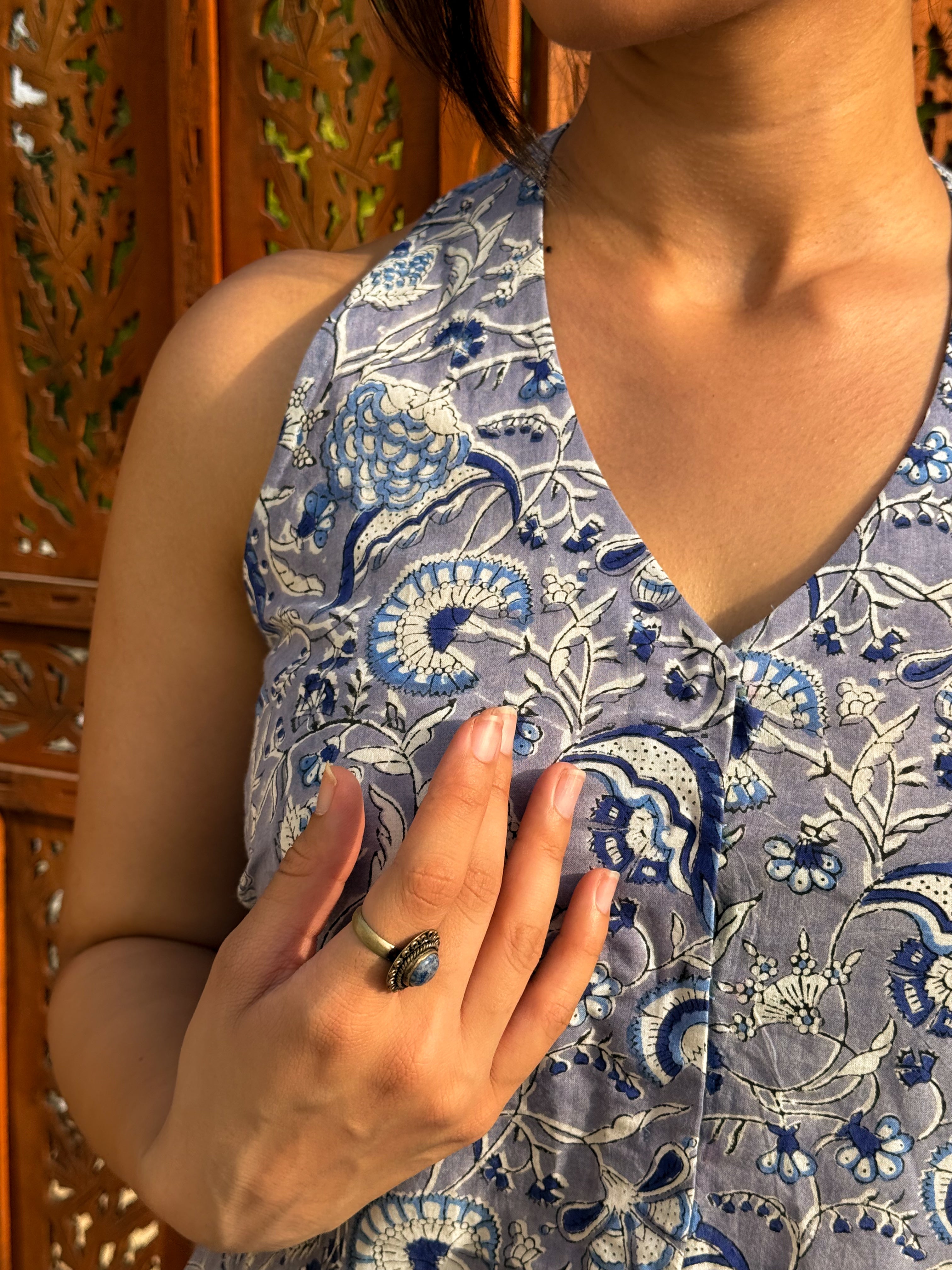 Indigo Halter Vest Top