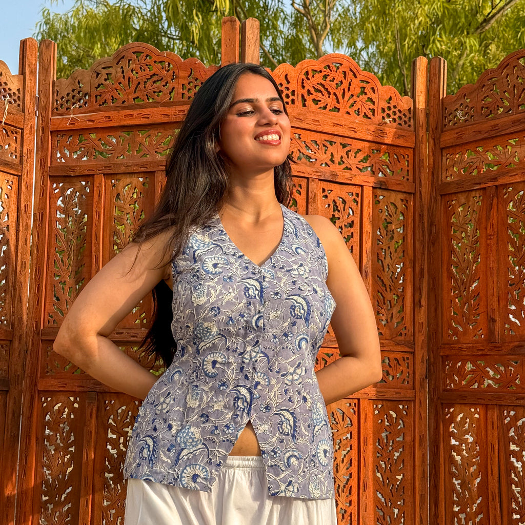 Indigo Halter Vest Top