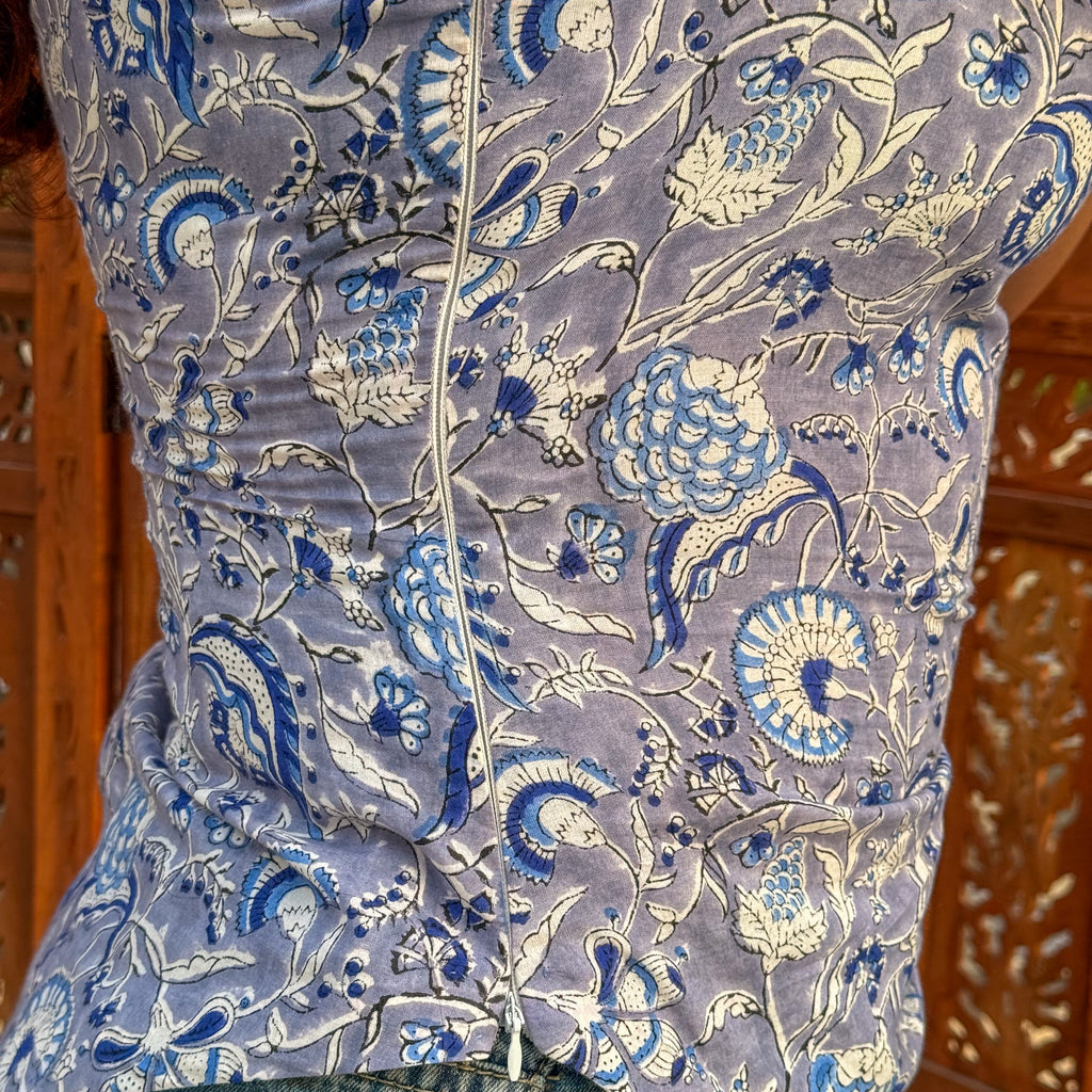 Indigo Printed Cotton Top