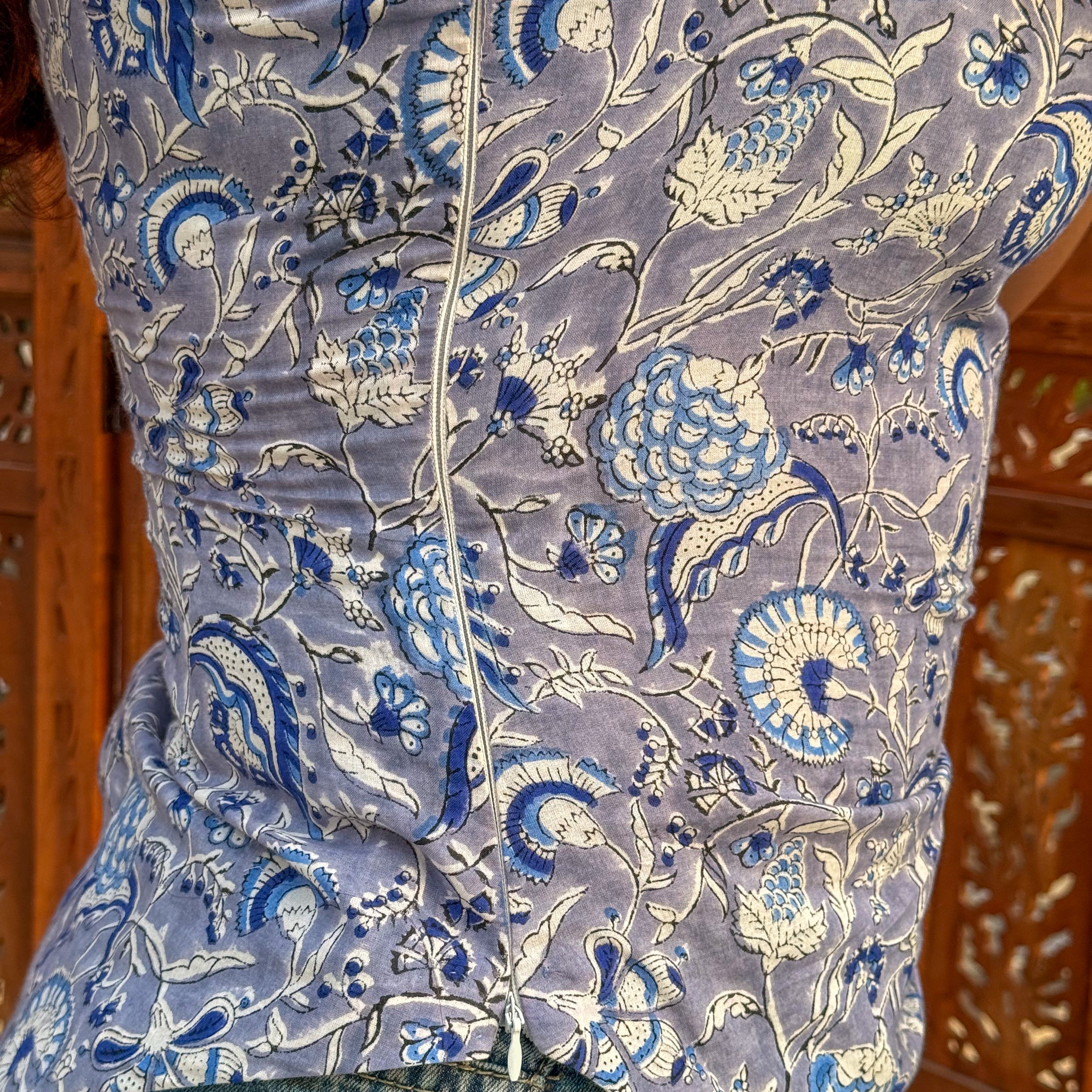 Indigo Printed Cotton Top