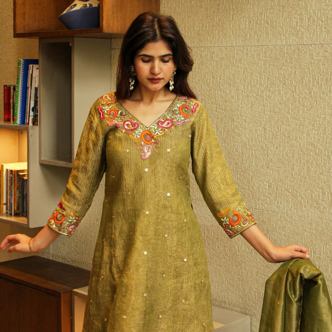 Green Angrakha Suit