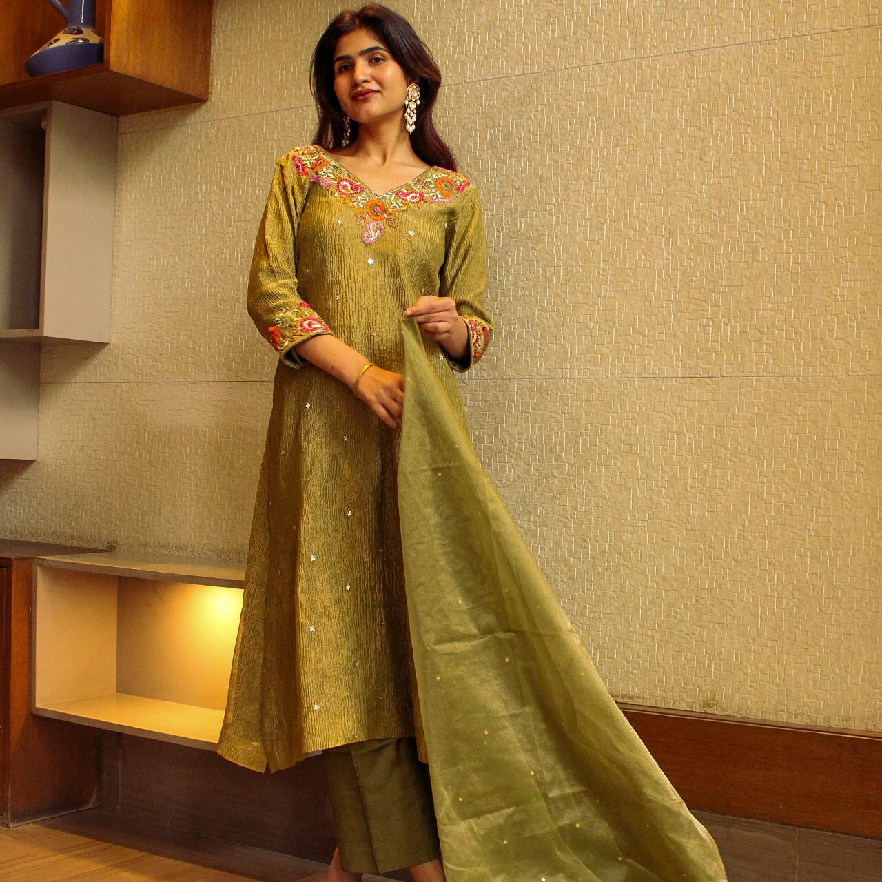 Green Angrakha Suit