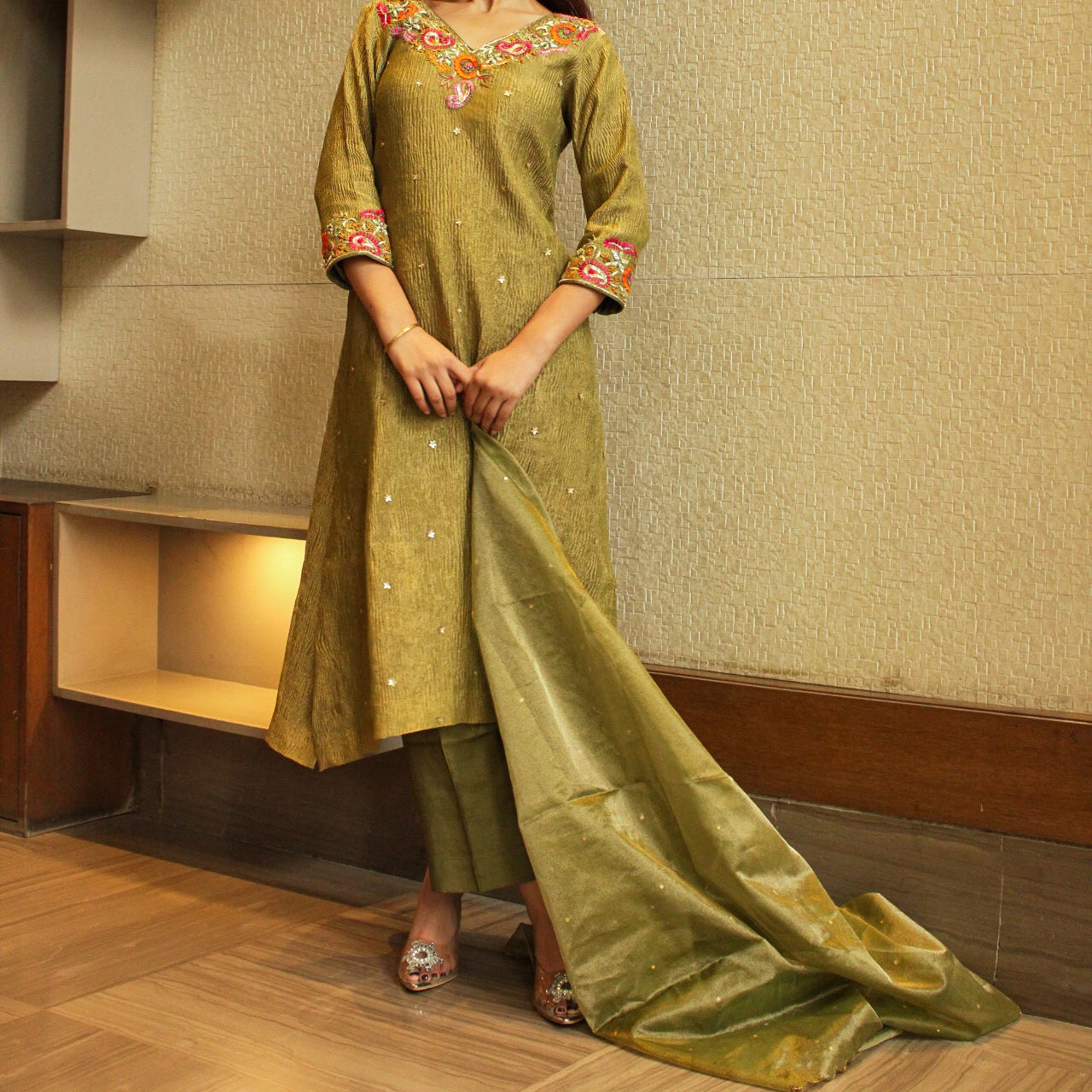 Green Angrakha Suit